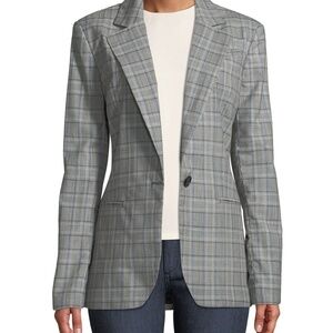 MILLY Boyfriend Blazer Plaid Wool Italian Check